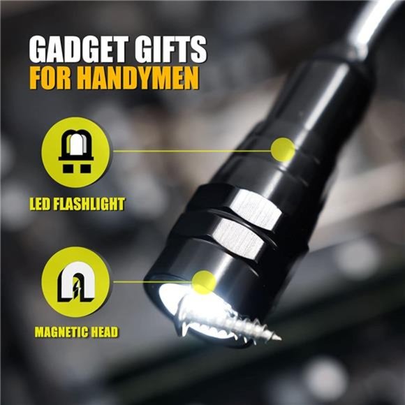 Magnetic Pickup Tool with 3 LED Lights, Telescoping Magnet Flashlight, Black - Picture 6 of 7